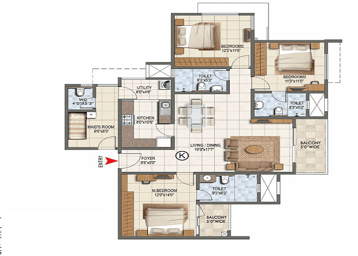 Nambiar District 25, 4 BHK floor plan Details